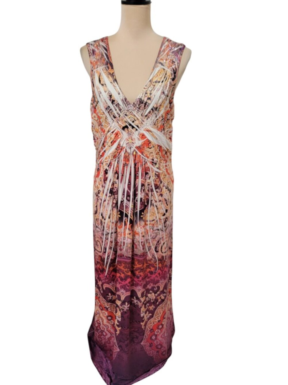 Apt. 9 Size XL Sleeveless Boho Floral Paisley Print Maxi Dress